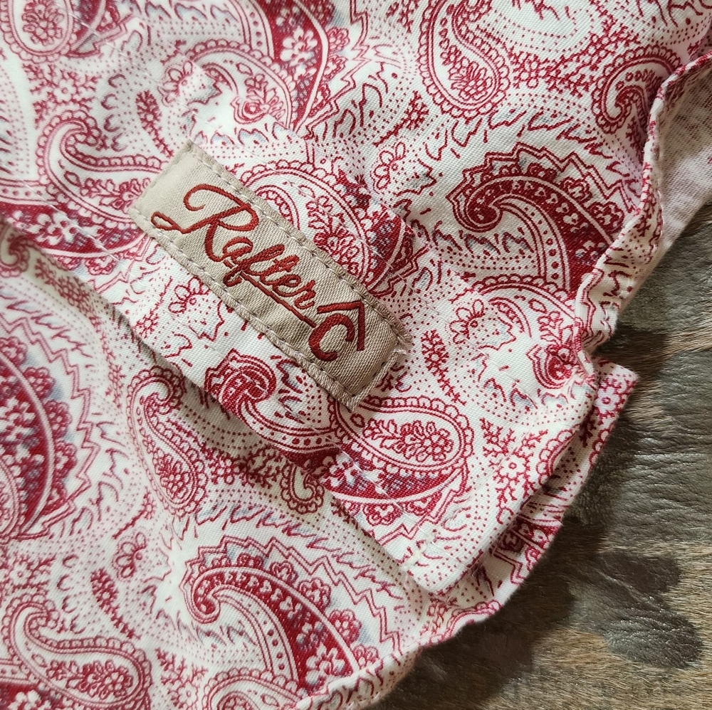 Men's Red Paisley Pearl Snap Rafter C - Picture 3 of 7